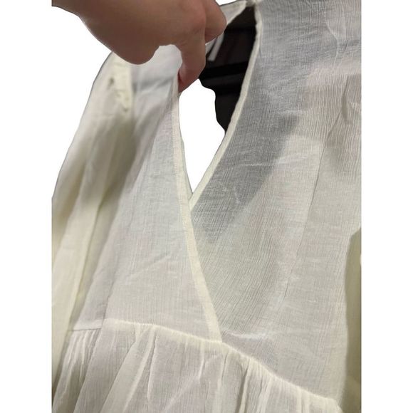 NEW! FREE PEOPLE Daia Pirate Airy Flounce Ruffle Peasant Peplum Top Blouse Small - Picture 7 of 15